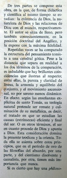 Teología natural o Teodicea (Curso de filosofía tomista)