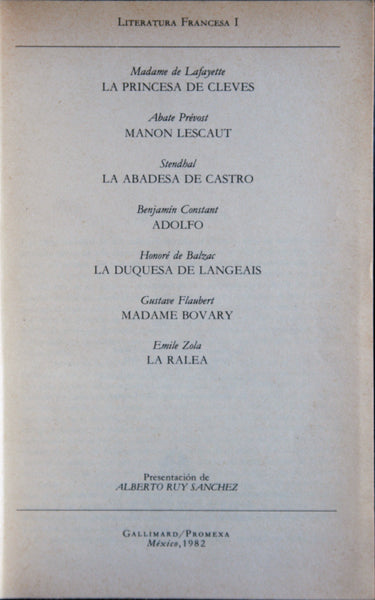 Gran colección de la literatura universal. Francesa I