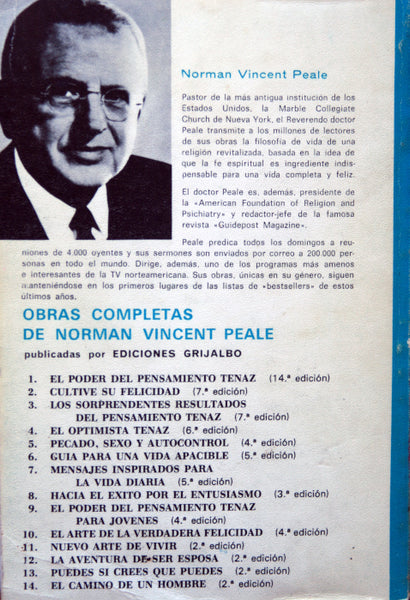 Obras completas de Norman Vincent Peale, el poder del pensamiento tenaz. 1