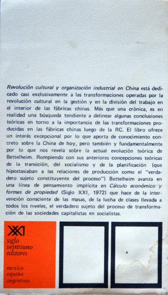 Revolución cultural y organización industrial en China