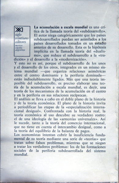 La acumulación a escala mundial. Crítica de la teoría de subdesarrollo