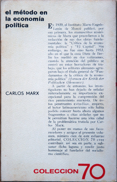 El método en la economía política