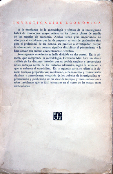 Investigación económica, su metodología y su técnica