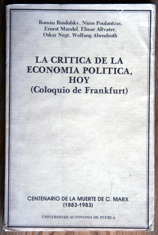 La crítica de la economía política, hoy (coloquio de Frankfurt)
