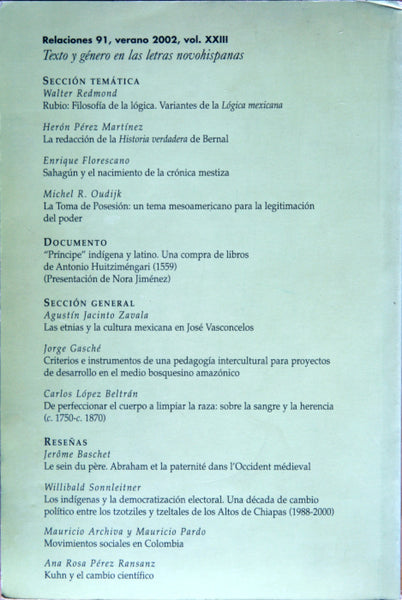 Relaciones. Texto y género en las letras novohispanas