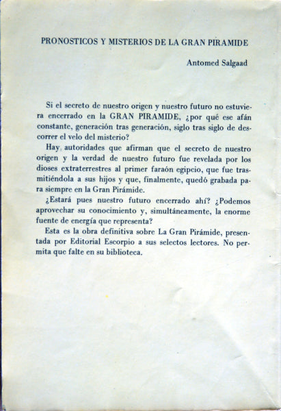 Pronósticos y misterios de la gran pirámide