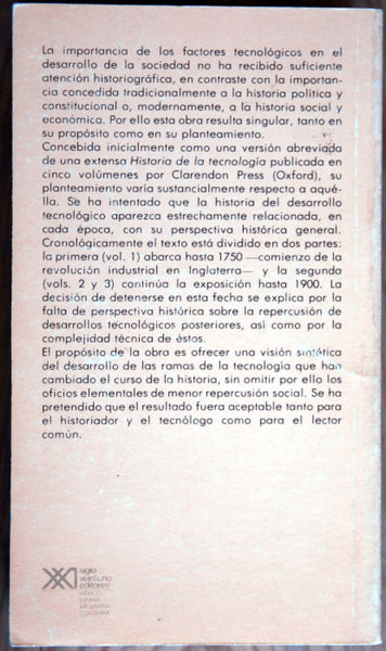 Historia de la tecnología. Desde la antigüedad hasta 1900. III tomos